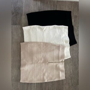 bebe Women's Pencil Skirt Set - Black, White, and Tan